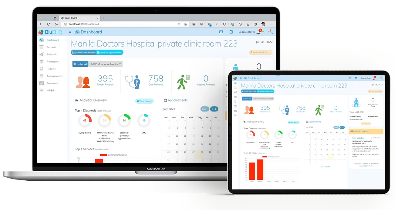 BluEHR electronic health record application
